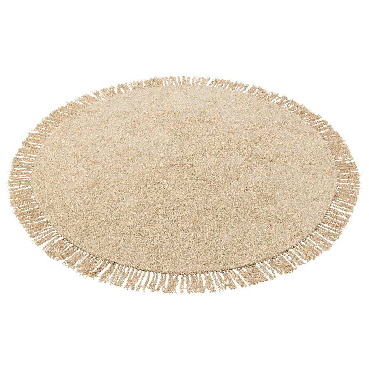 J-Line Teppich Rund + Fransen – Baumwolle – Beige - HomeDesign Knaus
