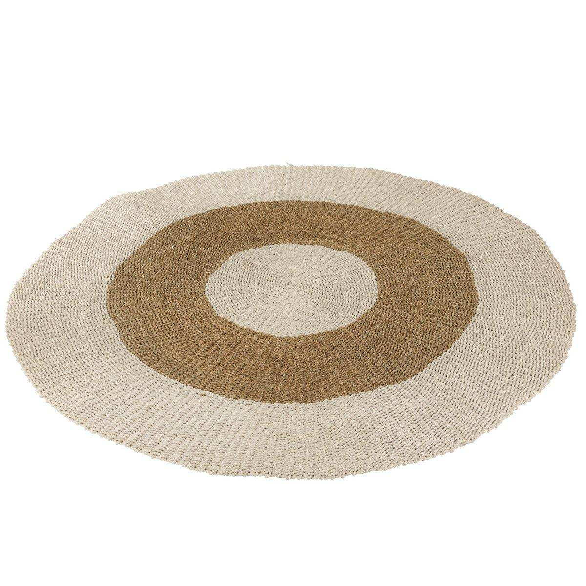 J-Line Teppich Rund Seegras Weiß/Natur Groß - HomeDesign Knaus