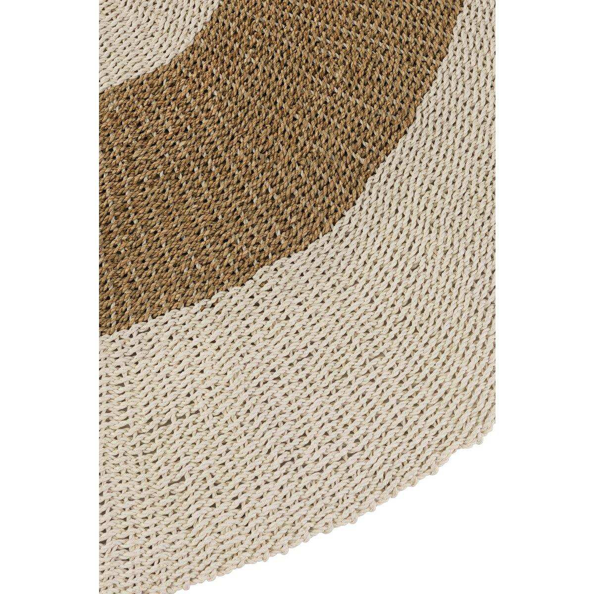 J-Line Teppich Rund Seegras Weiß/Natur Groß - HomeDesign Knaus