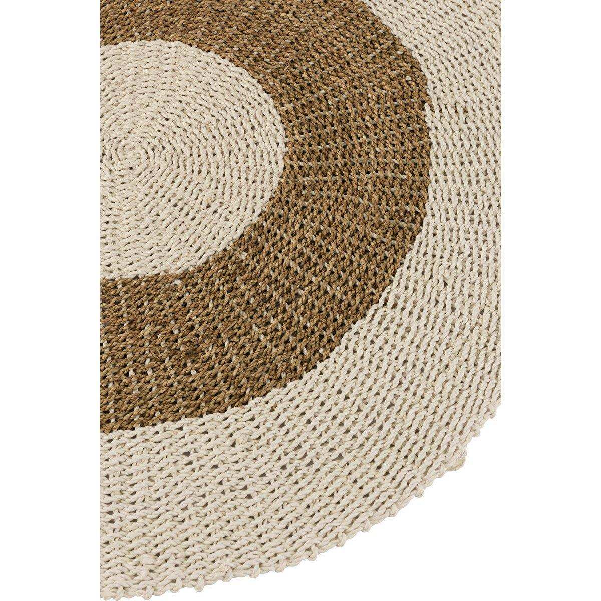 J-Line Teppich Rund – Seegras – Weiß/Natur – Klein - HomeDesign Knaus
