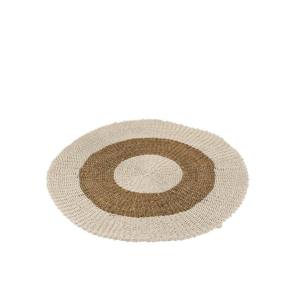 J-Line Teppich Rund – Seegras – Weiß/Natur – Klein - HomeDesign Knaus