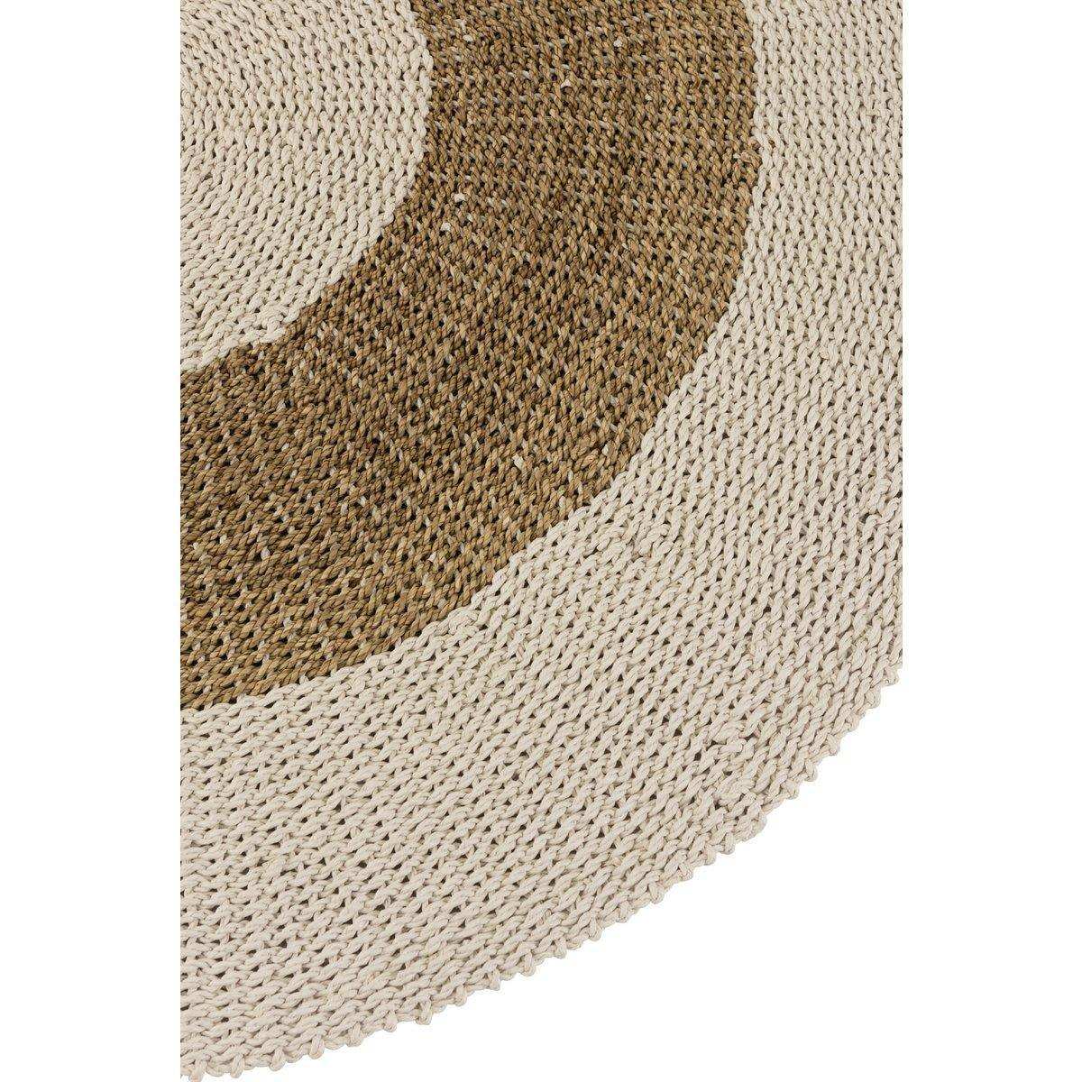 J-line Teppich Rund – Seegras – Weiß/Natur – Mittel - HomeDesign Knaus