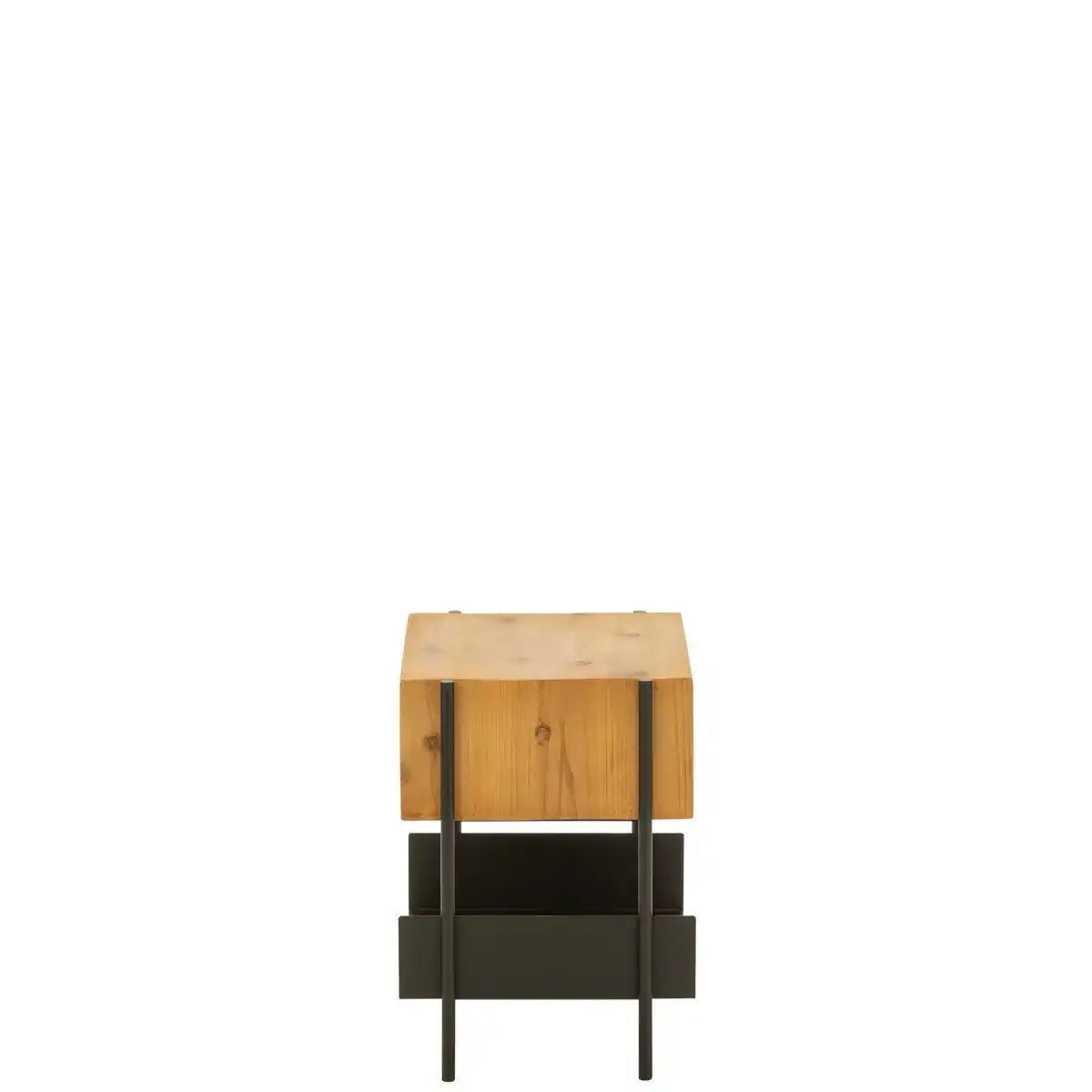 J-Line Tina Nachttisch – Holz/Metall – Natur/Schwarz - HomeDesign Knaus