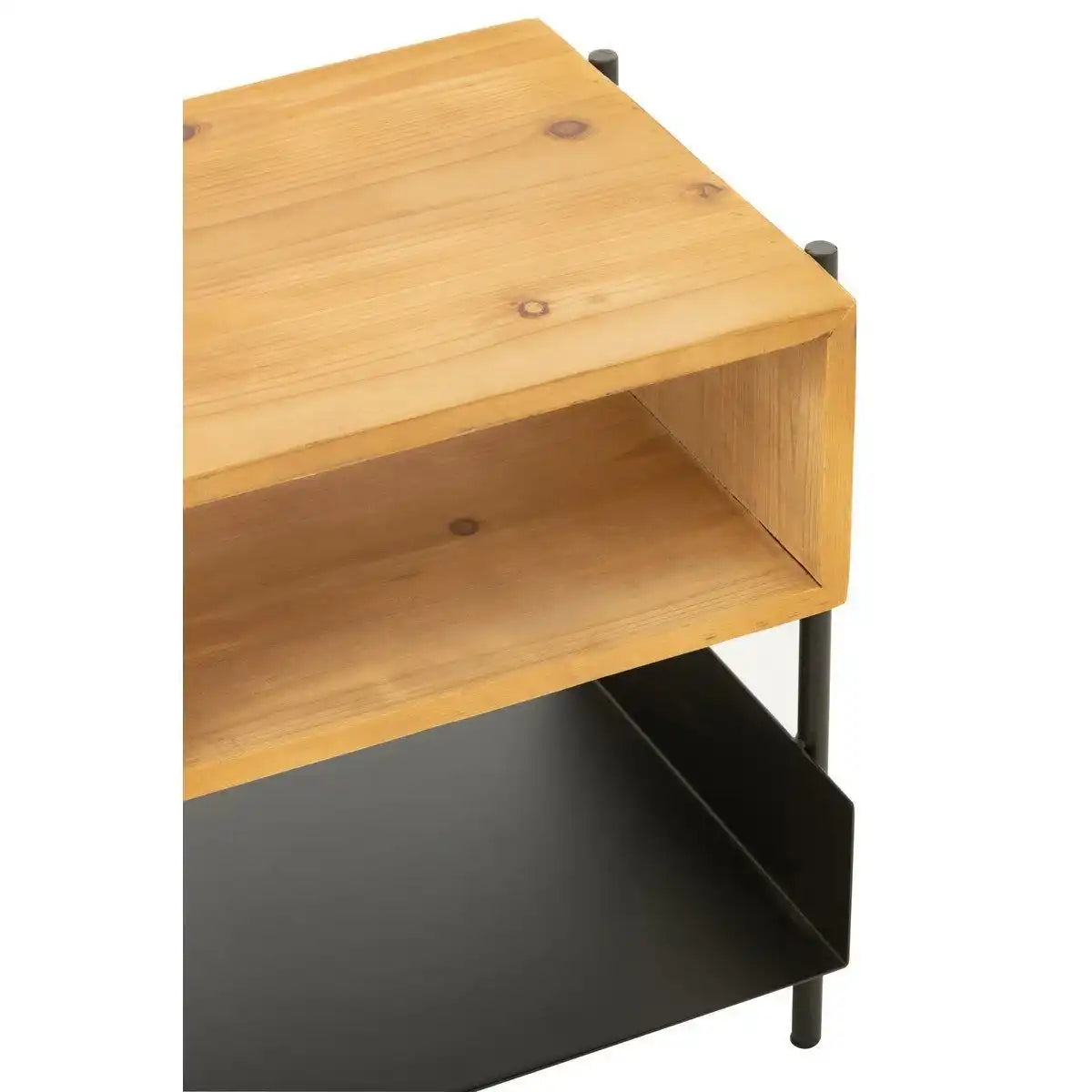 J-Line Tina Nachttisch – Holz/Metall – Natur/Schwarz - HomeDesign Knaus