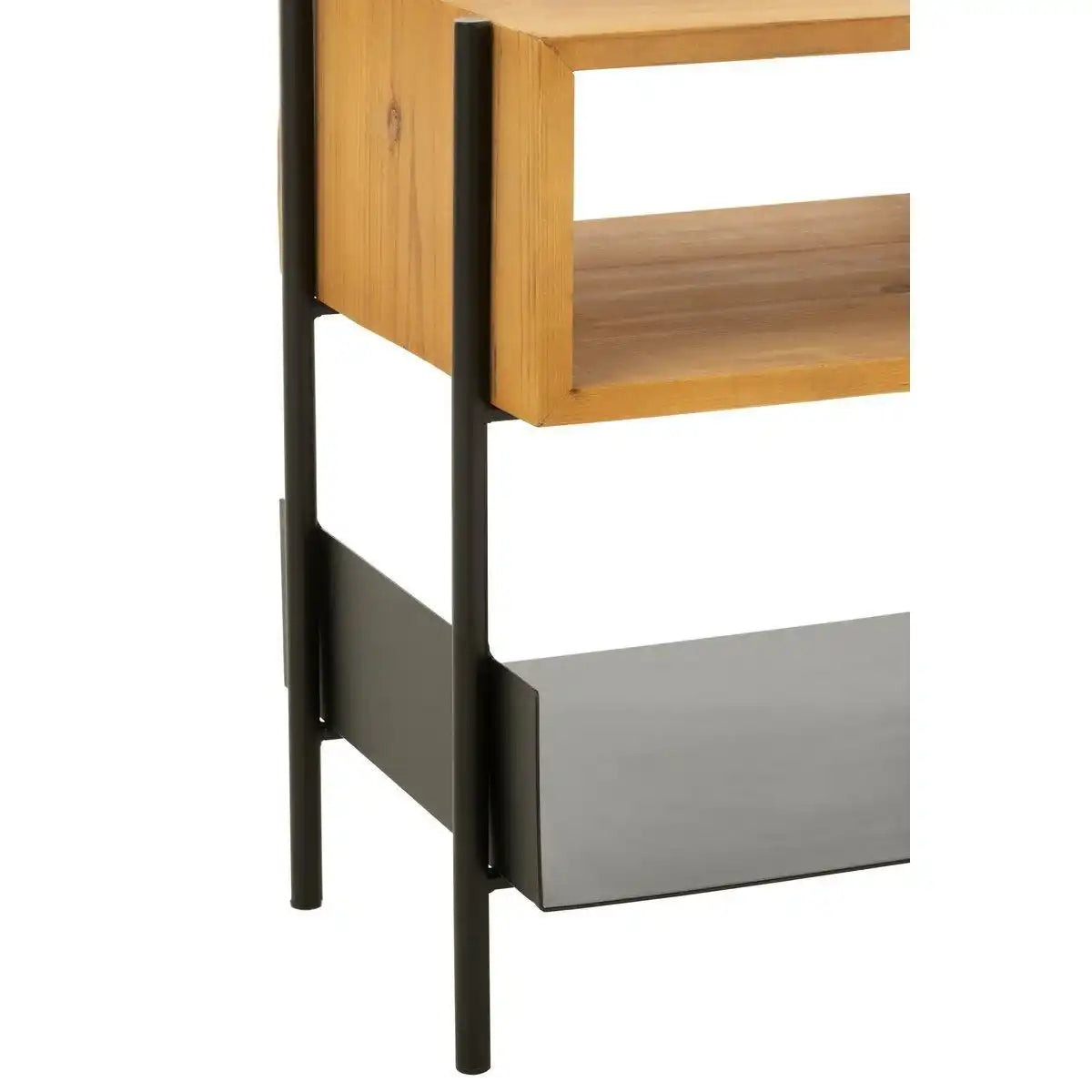 J-Line Tina Nachttisch – Holz/Metall – Natur/Schwarz - HomeDesign Knaus