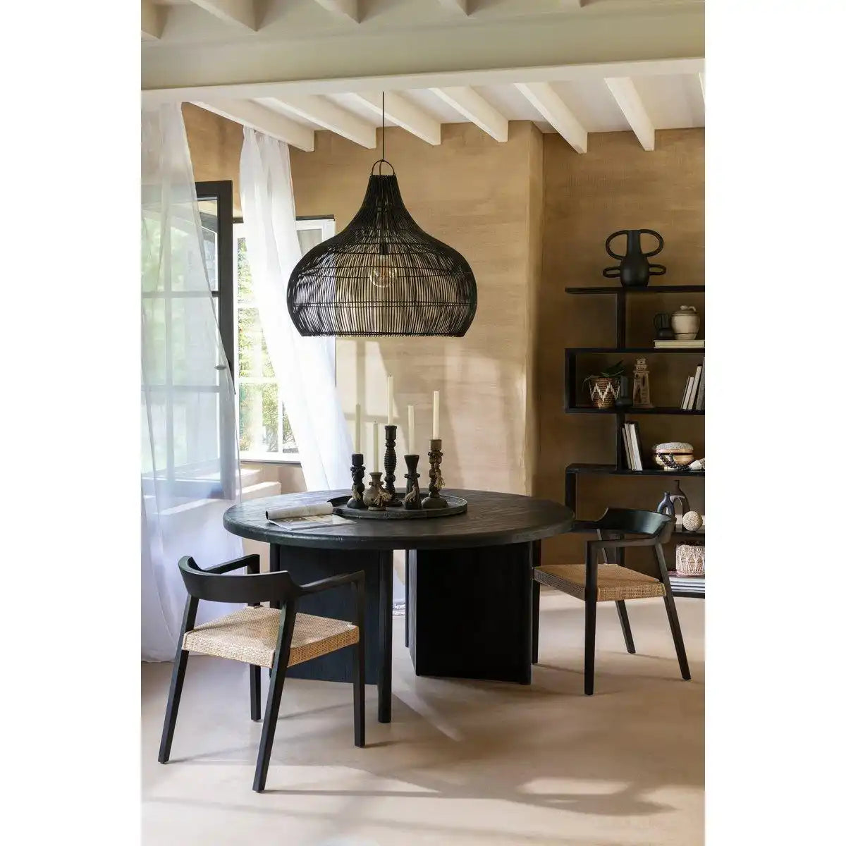 J-Line Tisch Round Teak – Holz – Schwarz - HomeDesign Knaus