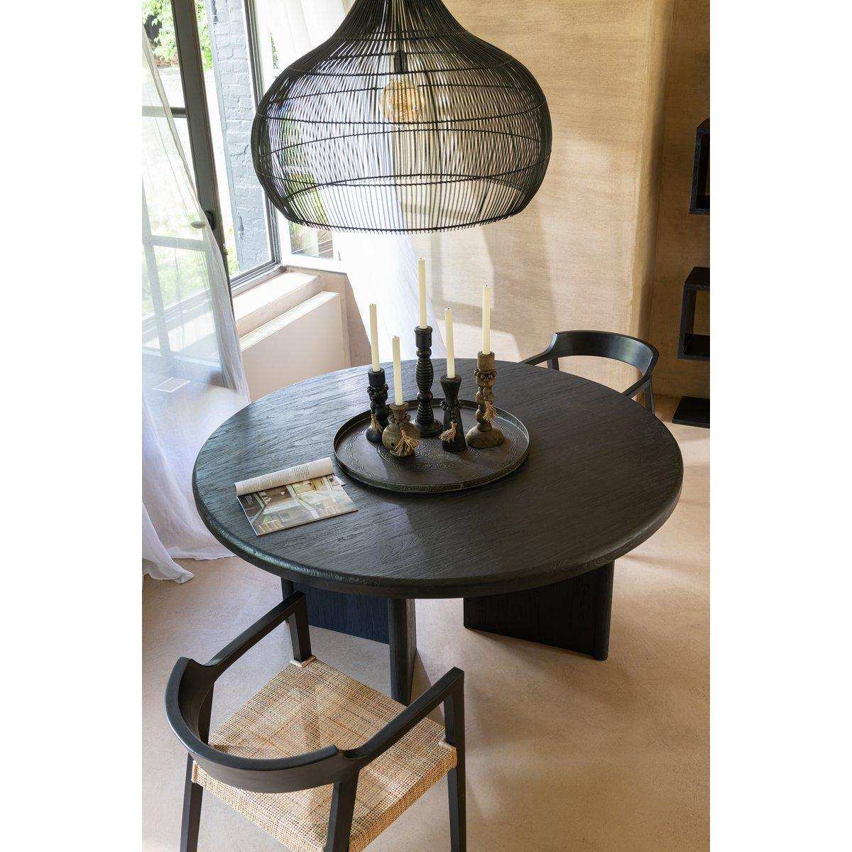 J-Line Tisch Round Teak – Holz – Schwarz - HomeDesign Knaus