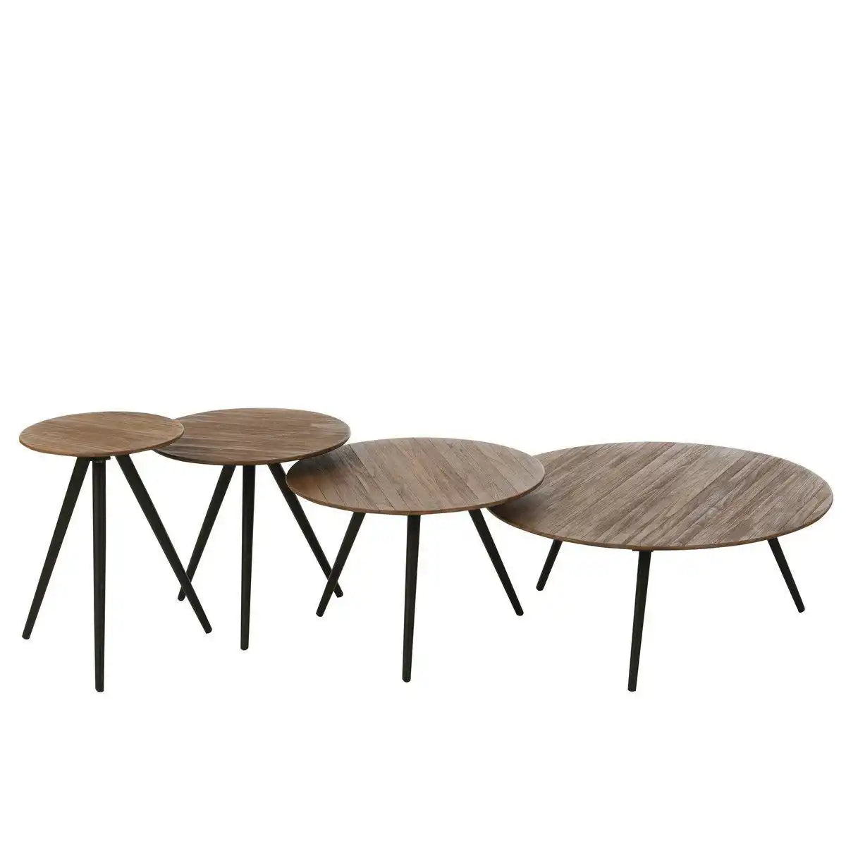 J-Line Tisch rund aus recyceltem Teakholz – Holz – natur – - HomeDesign Knaus