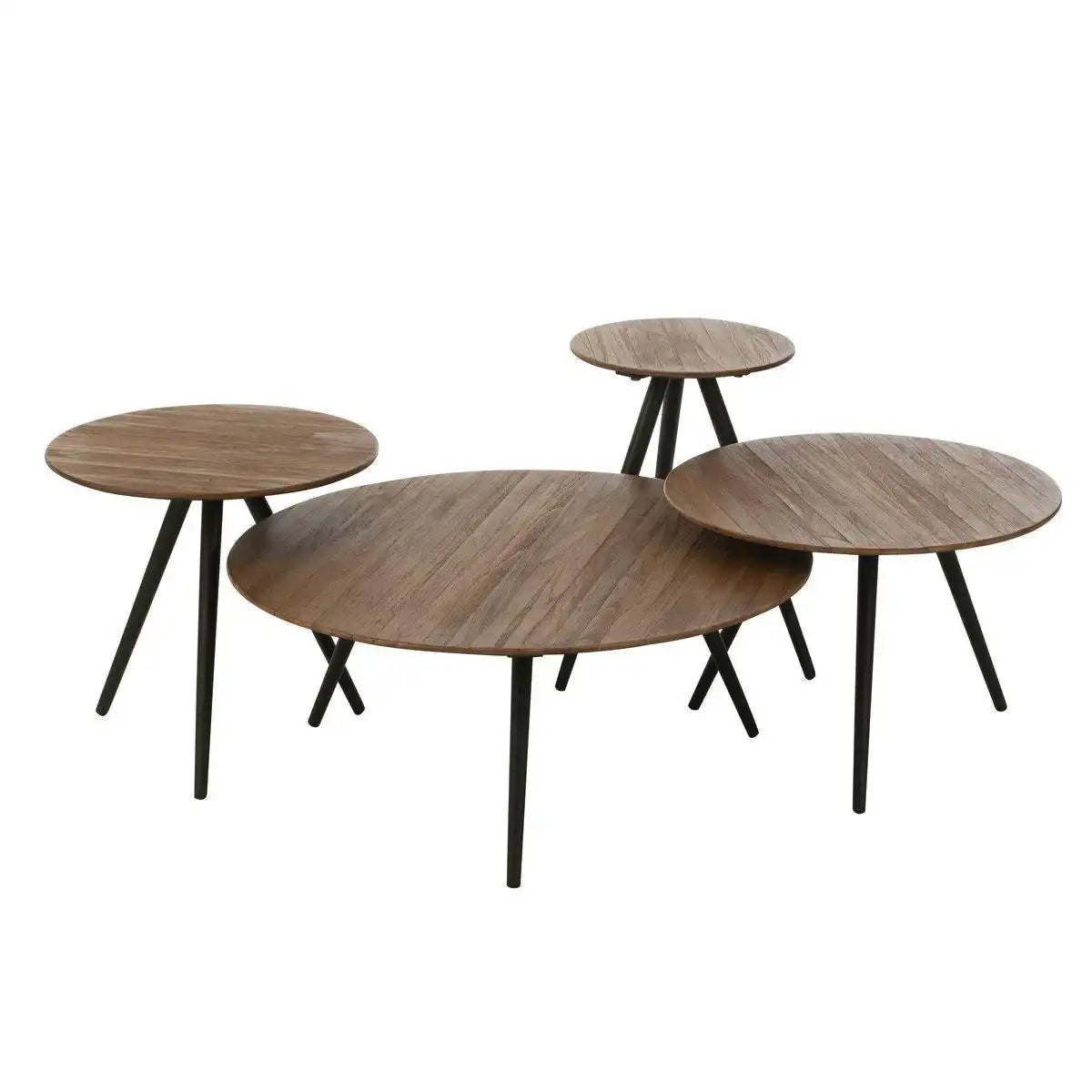 J-Line Tisch rund aus recyceltem Teakholz – Holz – natur – - HomeDesign Knaus