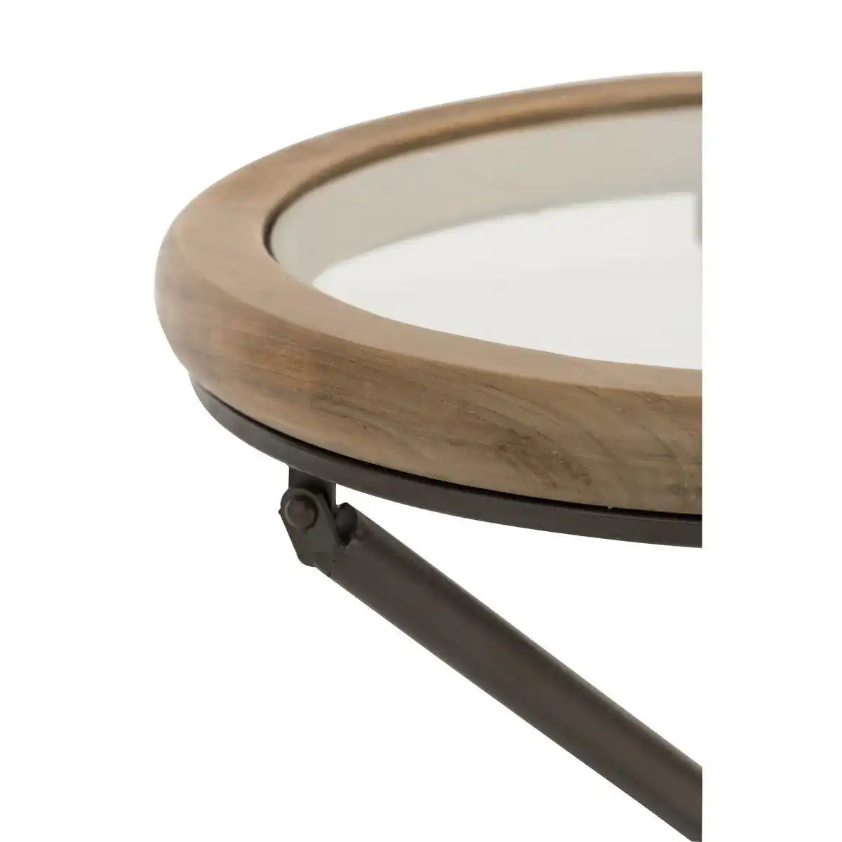 J-Line Tisch Rund - Holz/Glas - Braun - Klein - HomeDesign Knaus