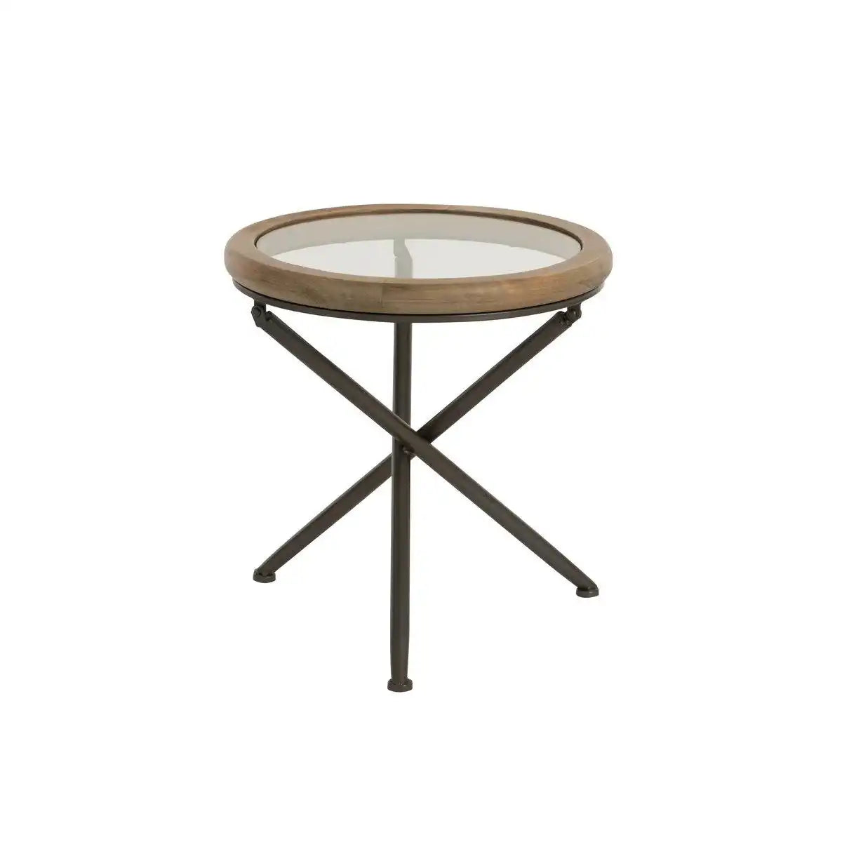 J-Line Tisch Rund - Holz/Glas - Braun - Klein - HomeDesign Knaus