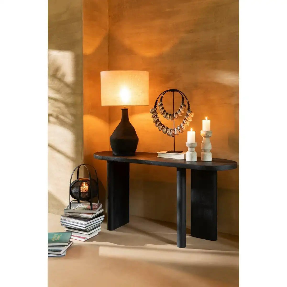 J-Line Tisch Teak – Holz – Schwarz - HomeDesign Knaus