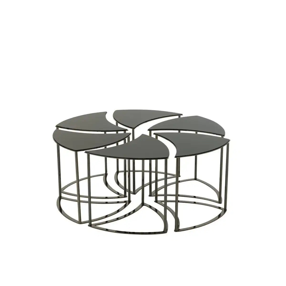 J-Line Tisch Tornado – Metall/Glas – Schwarz – 6er-Set - HomeDesign Knaus