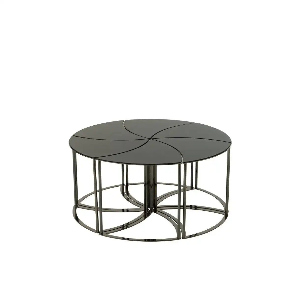 J-Line Tisch Tornado – Metall/Glas – Schwarz – 6er-Set - HomeDesign Knaus