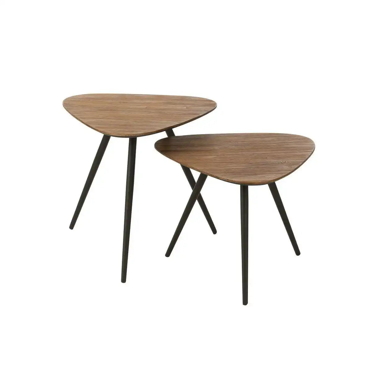 J-Line Tisch Triangle - Holz/Glas - Natur - 2 Stück - HomeDesign Knaus