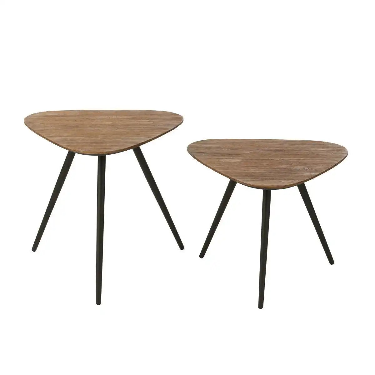 J-Line Tisch Triangle - Holz/Glas - Natur - 2 Stück - HomeDesign Knaus