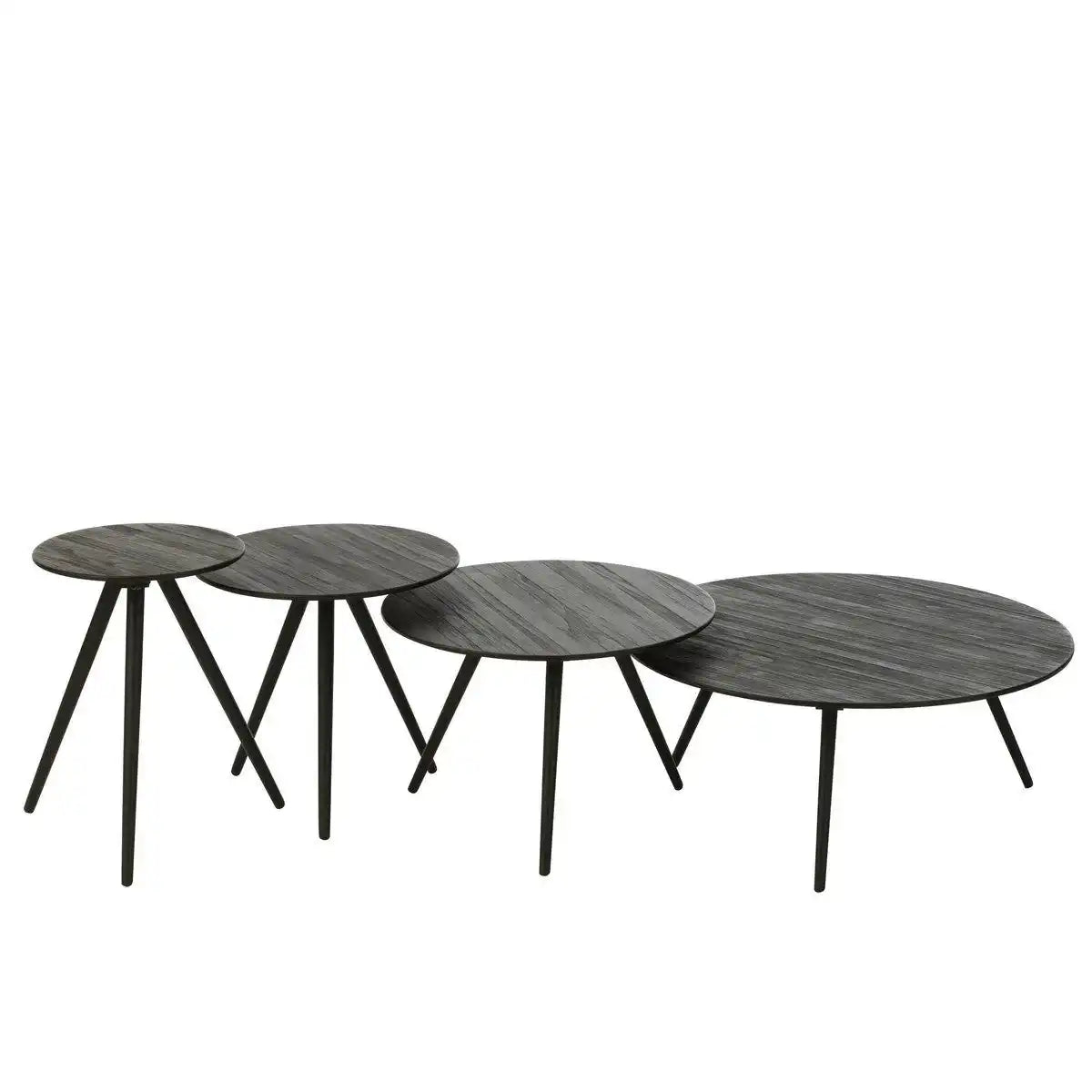 J-Line Tische rund aus recyceltem Teakholz – Holz – schwarz - HomeDesign Knaus