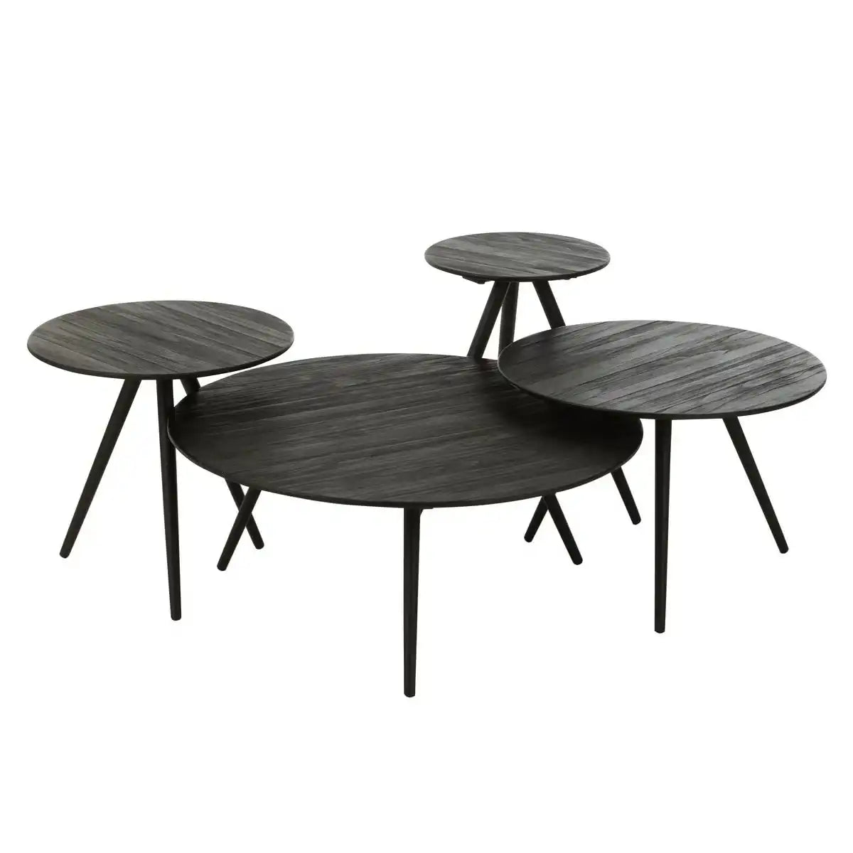 J-Line Tische rund aus recyceltem Teakholz – Holz – schwarz - HomeDesign Knaus