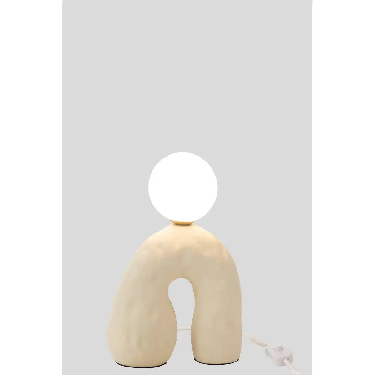 J-Line Tischlampe Bogen Glaskugel Steingut Beige - HomeDesign Knaus