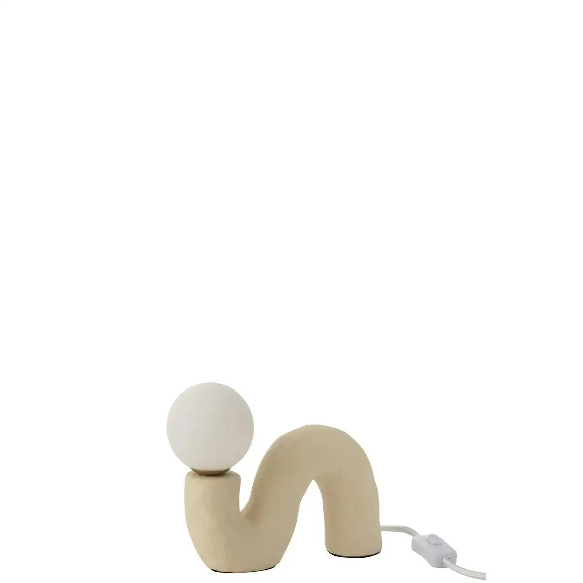 J-Line Tischlampe, gebogene Glaskugel, Steingut, Beige - HomeDesign Knaus