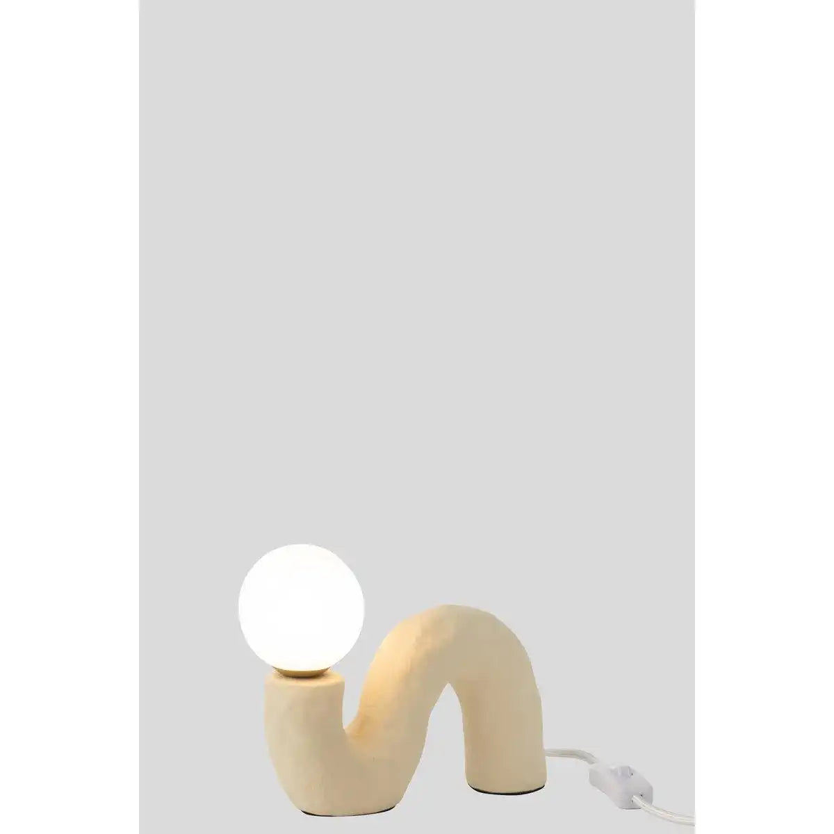 J-Line Tischlampe, gebogene Glaskugel, Steingut, Beige - HomeDesign Knaus