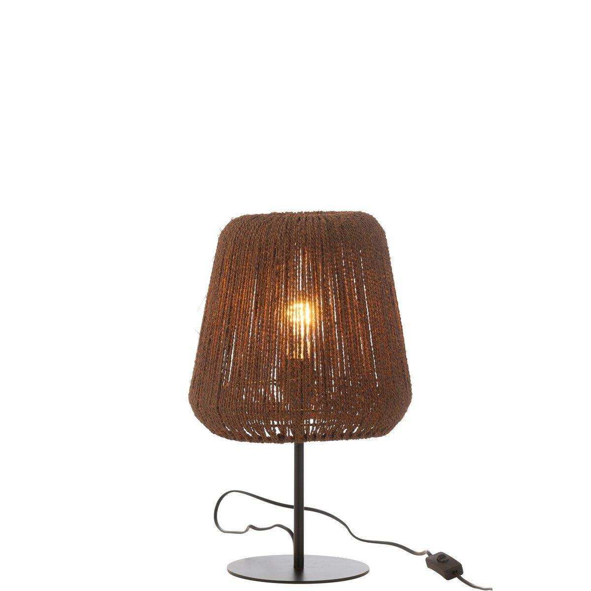 J-Line Tischlampe, geflochtenes Metall/Palme, Schwarz - HomeDesign Knaus