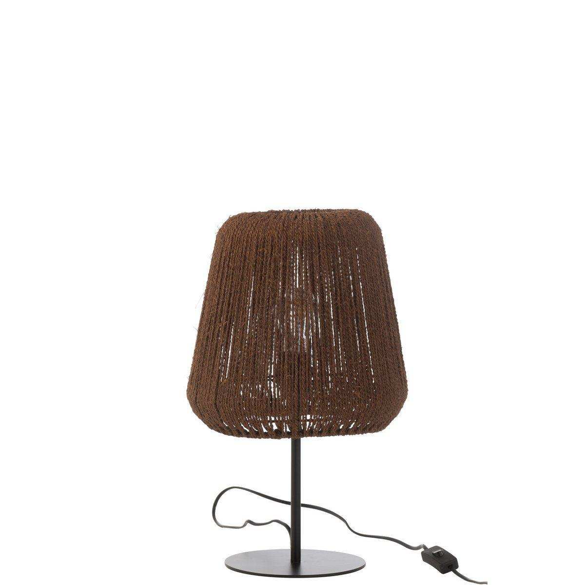 J-Line Tischlampe, geflochtenes Metall/Palme, Schwarz - HomeDesign Knaus