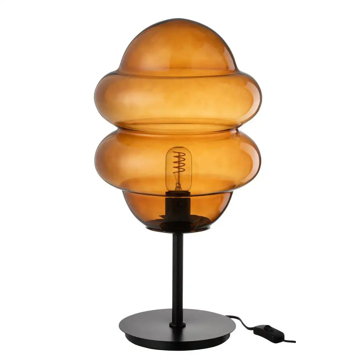 J-Line Tischlampe Honey Spoon Glas Braun - HomeDesign Knaus