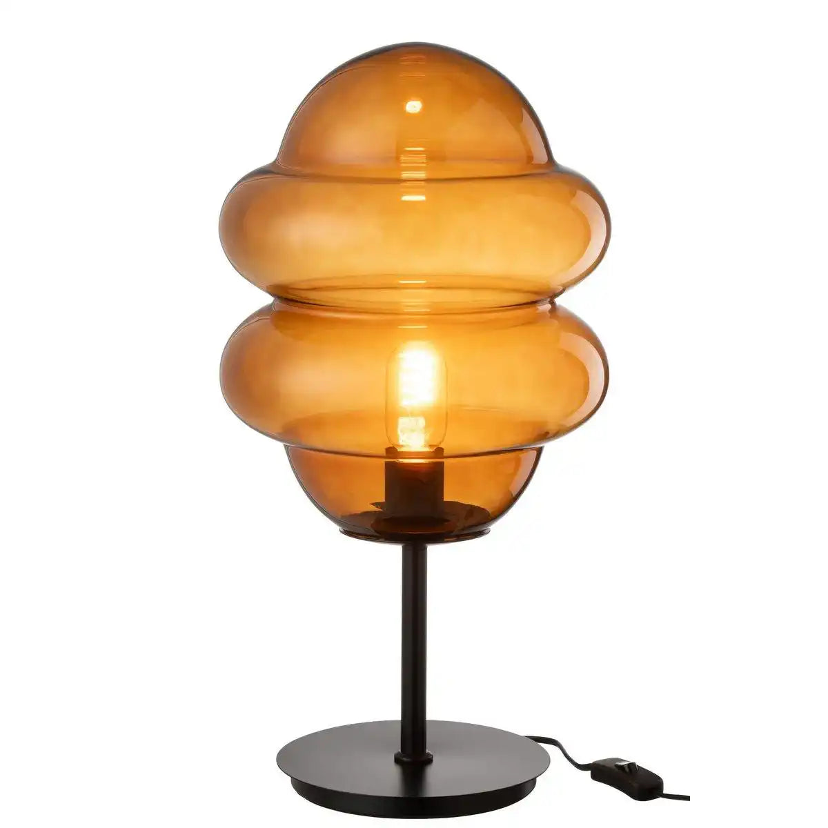 J-Line Tischlampe Honey Spoon Glas Braun - HomeDesign Knaus