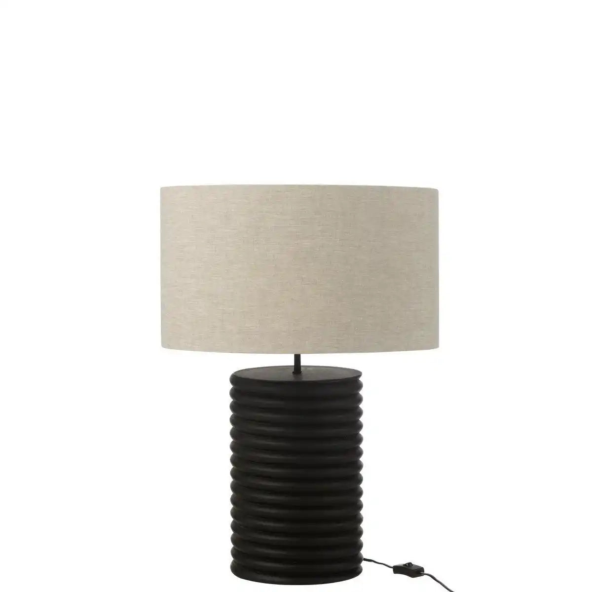 J-Line Tischlampe mit Schraubgewinde, breites Ailanthus-Holz, Schwarz/Grau - HomeDesign Knaus