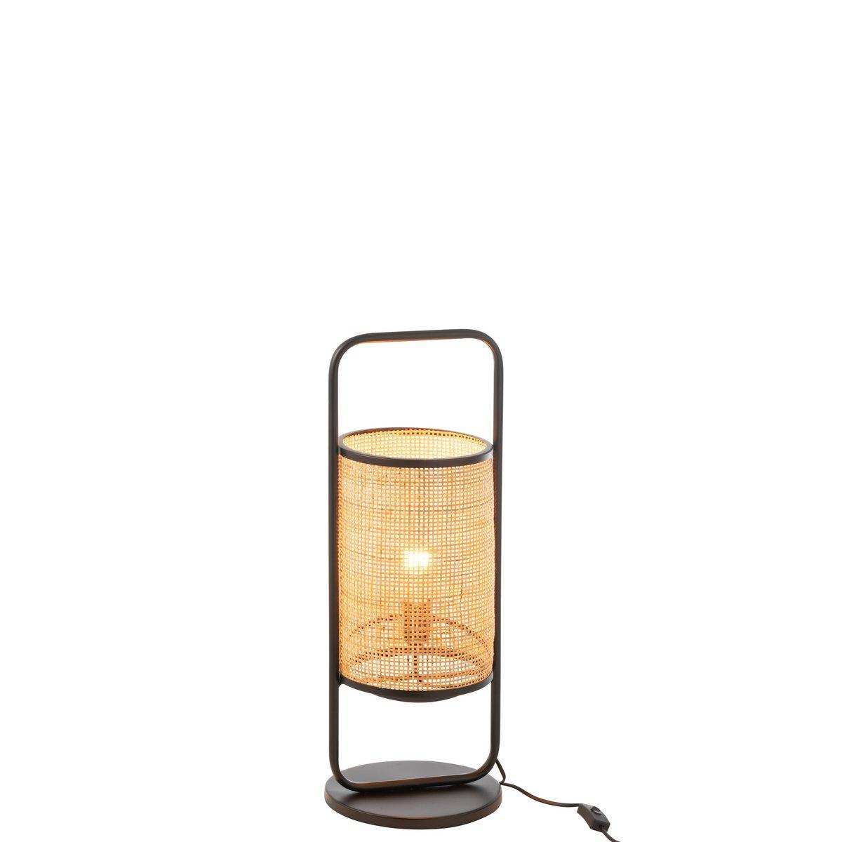J-Line Tischleuchte Elton Metall/Ratan Schwarz/Natur Klein - HomeDesign Knaus