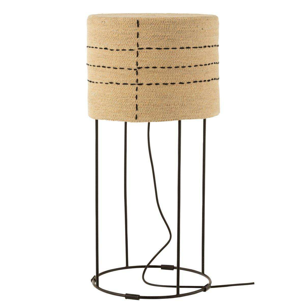 J-Line Tischleuchte Gepunktete Linien – Metall/Seegras – Natur/Schwarz - HomeDesign Knaus
