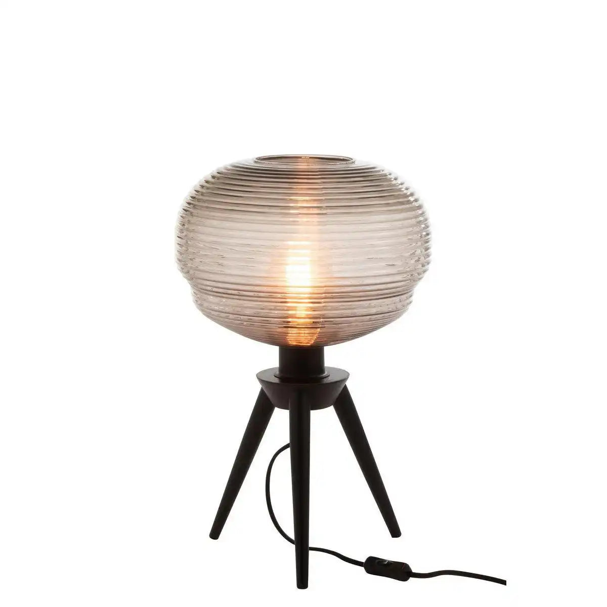J-Line Tischleuchte Teri Tripod - Glas/Holz - Grau/Schwarz - HomeDesign Knaus