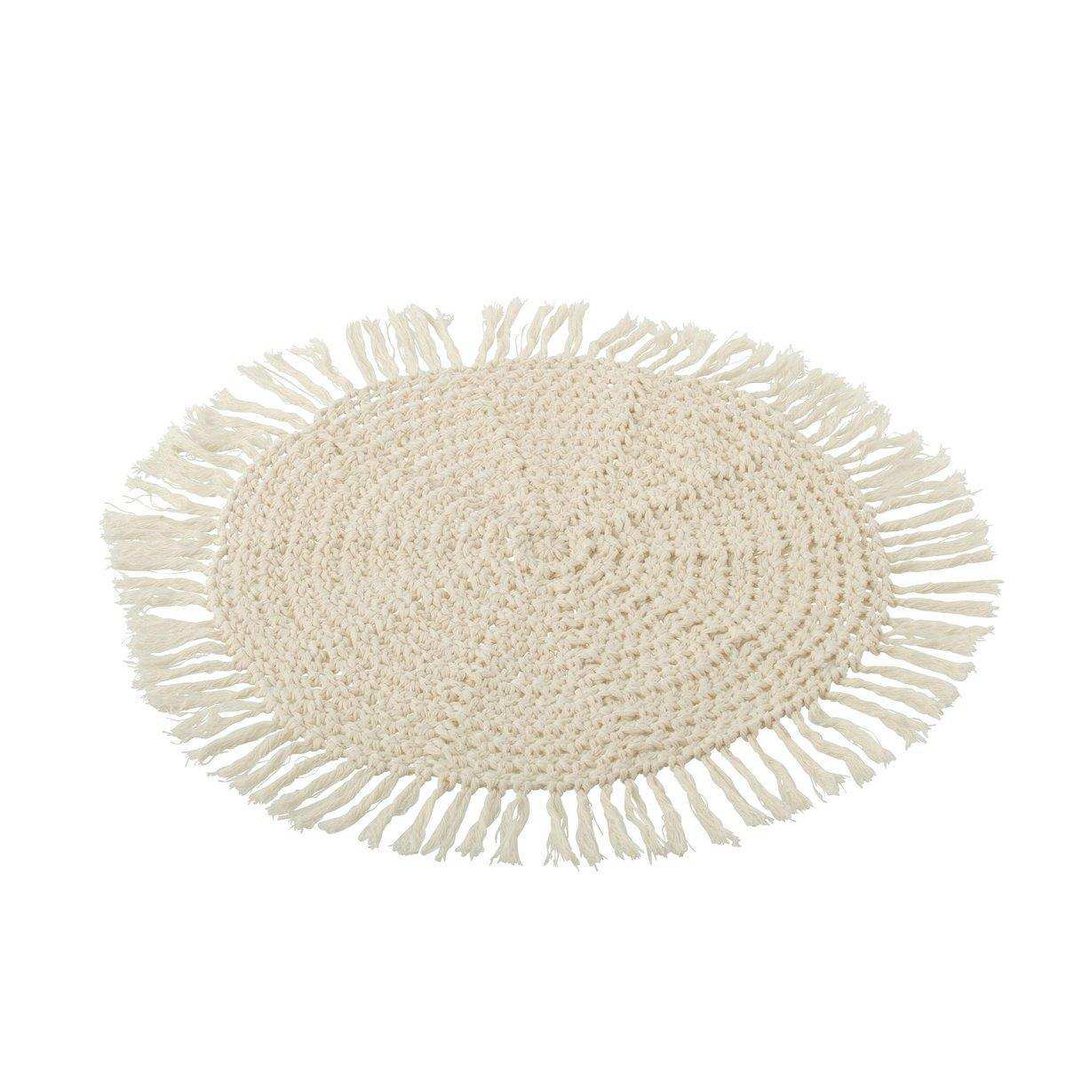 J-Line Tischset rund gewebt + Fransen Polyester Beige - HomeDesign Knaus
