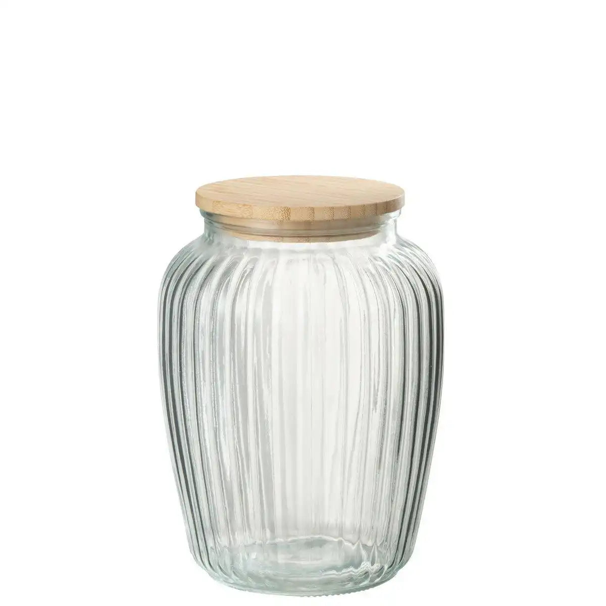 J-Line Topf aus Glas Louis Glas/Bambus transparent/Natur groß - HomeDesign Knaus
