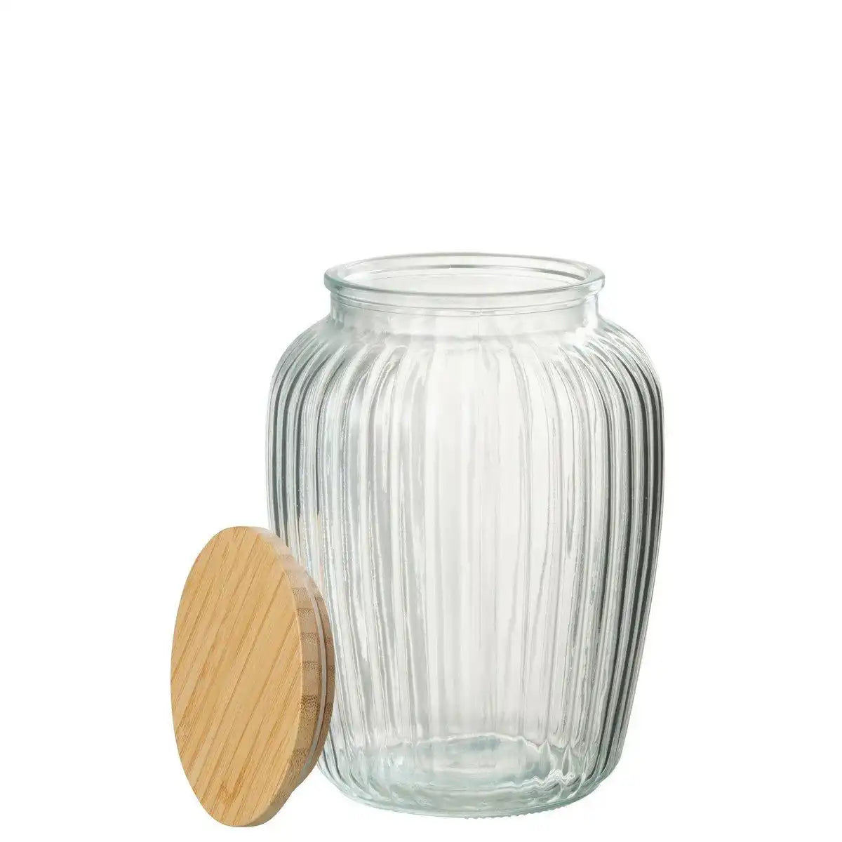 J-Line Topf aus Glas Louis Glas/Bambus transparent/Natur groß - HomeDesign Knaus
