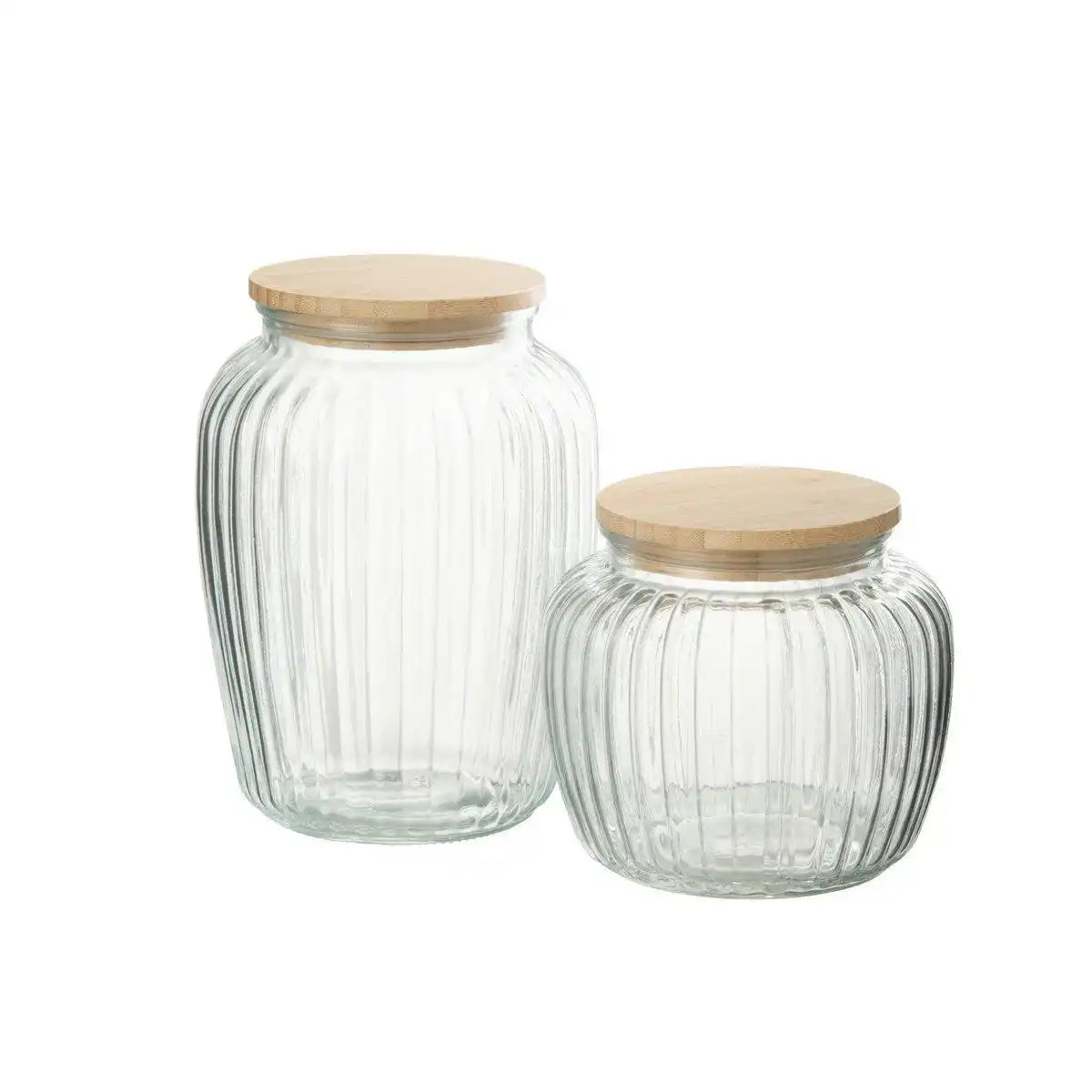 J-Line Topf aus Glas Louis Glas/Bambus transparent/Natur groß - HomeDesign Knaus