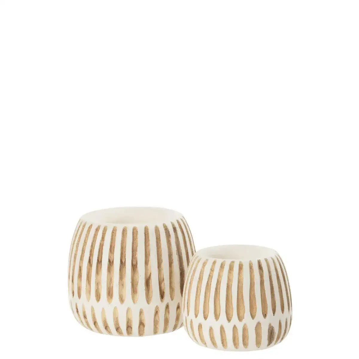 J-Line Topf Ying Wood Weiß Medium - HomeDesign Knaus