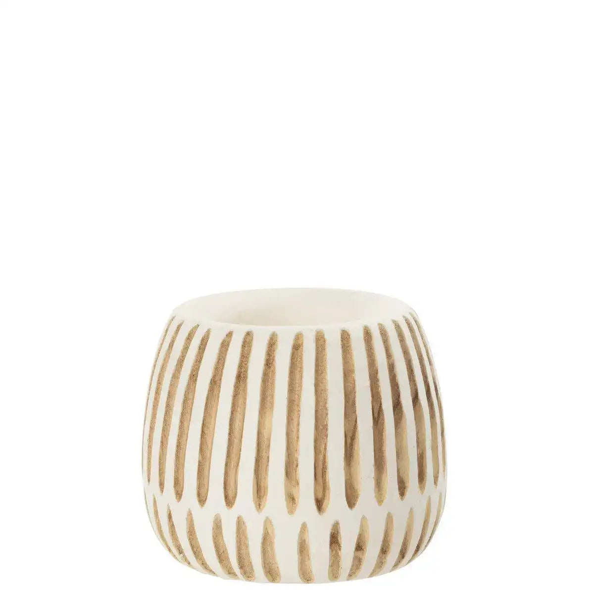 J-Line Topf Ying Wood Weiß Medium - HomeDesign Knaus