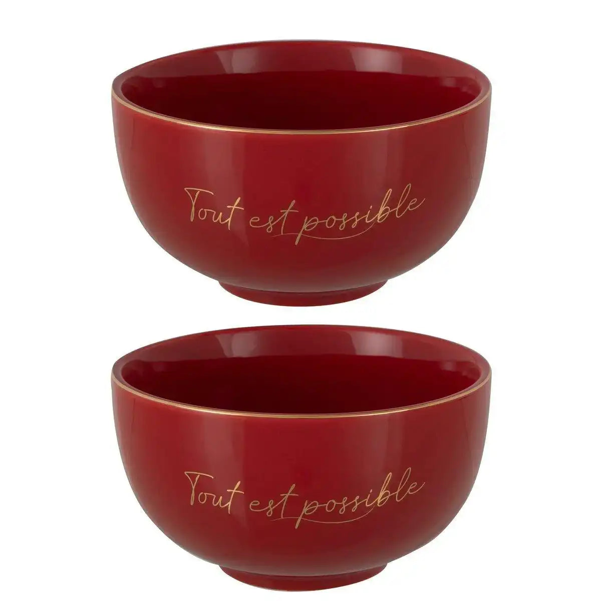 J-Line Tout Est Mögliche Schüssel - Porzellan - Rot - - HomeDesign Knaus