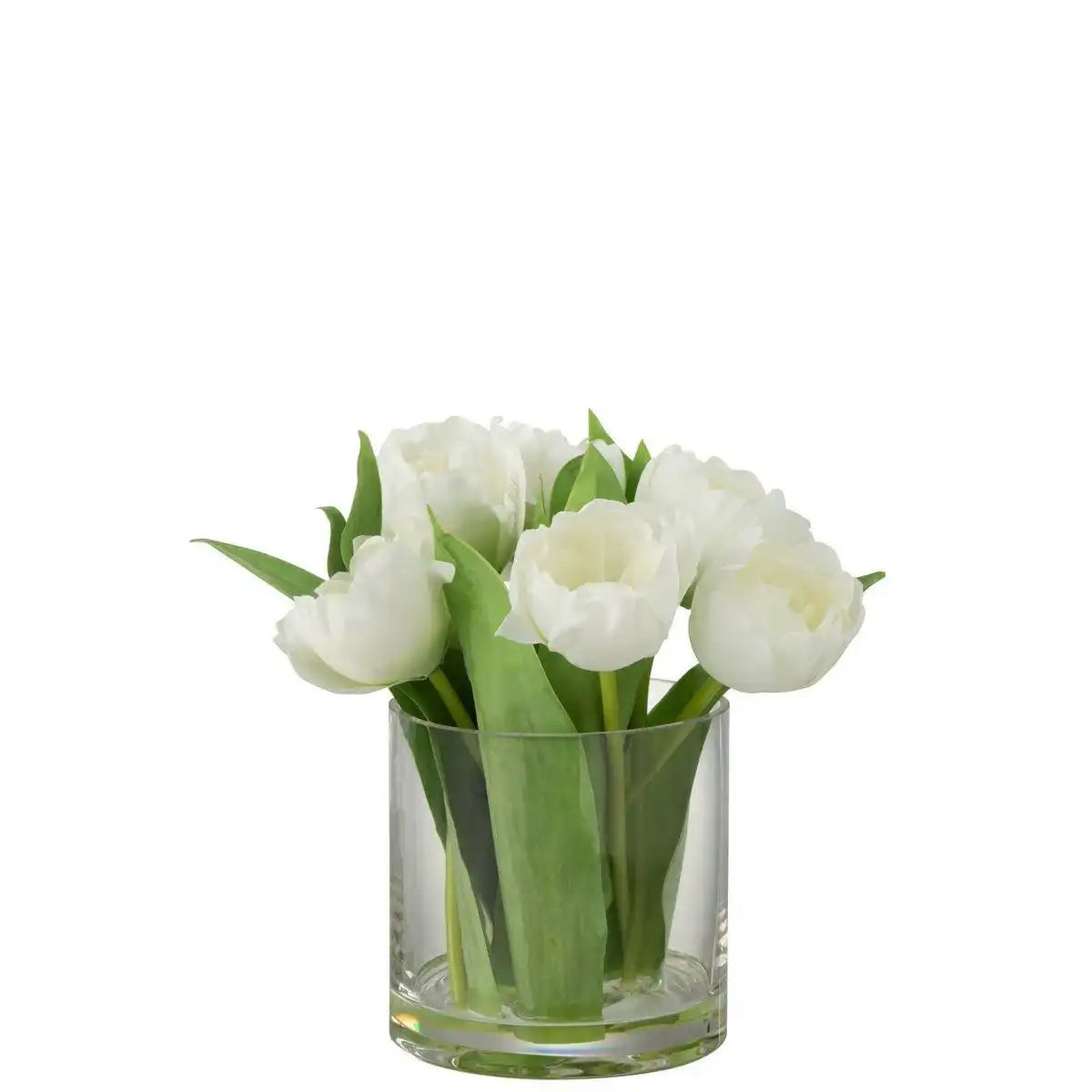 J-Line Tulpen in Vase rund – Kunststoff – Glas – weiß – groß - HomeDesign Knaus