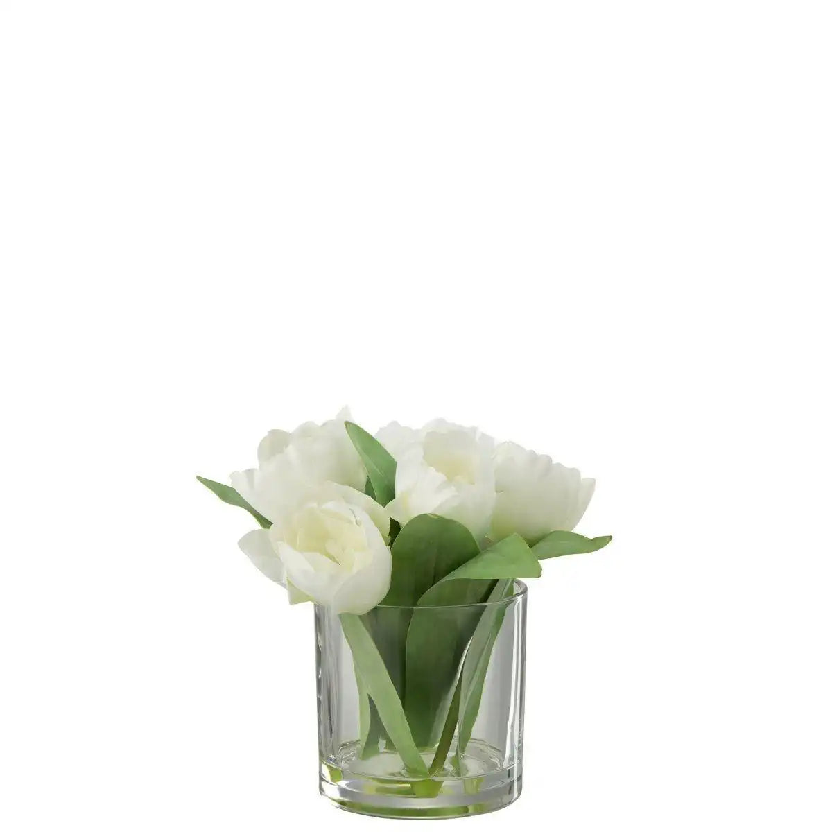 J-Line Tulpen in Vase rund – Kunststoff – Glas – weiß – klein - HomeDesign Knaus