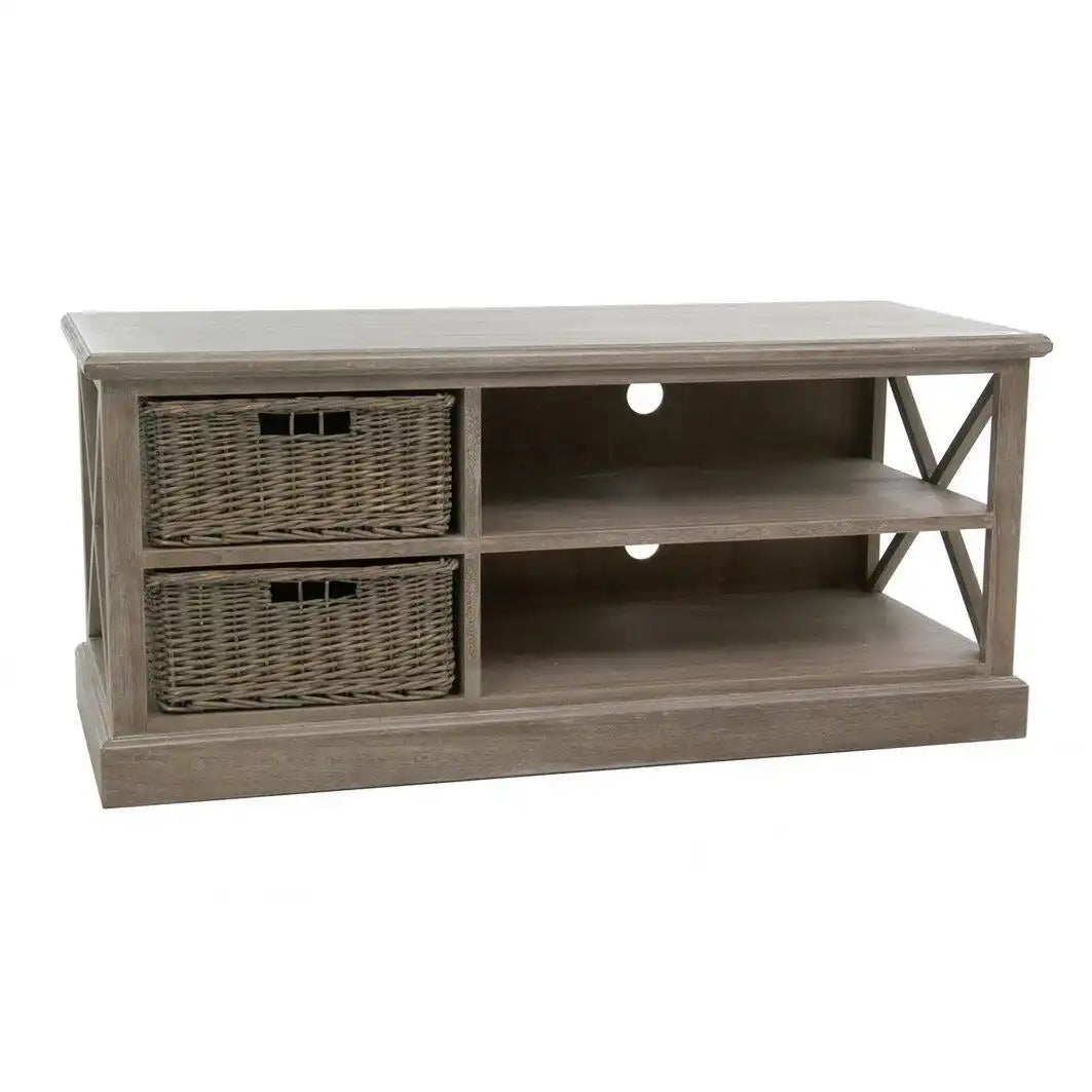 J-Line TV-Kasten + 2 Mandanten – Holz – Grau/Natur - HomeDesign Knaus