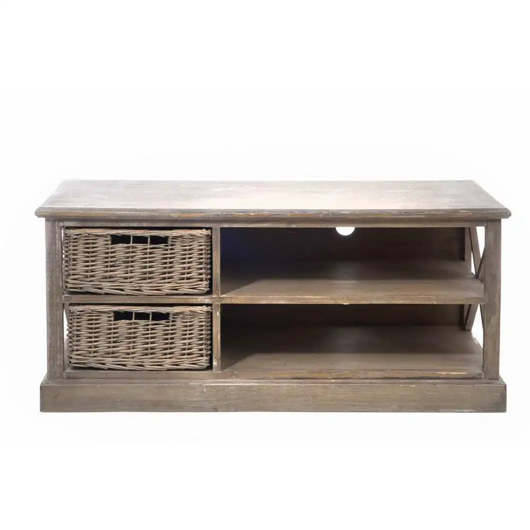 J-Line TV-Kasten + 2 Mandanten – Holz – Grau/Natur - HomeDesign Knaus