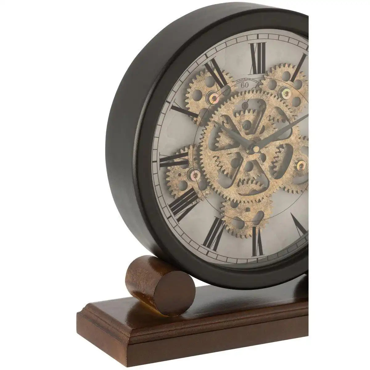 J-Line Uhr auf Fuß - Holz - Gold/Schwarz - Ø 35 cm - HomeDesign Knaus