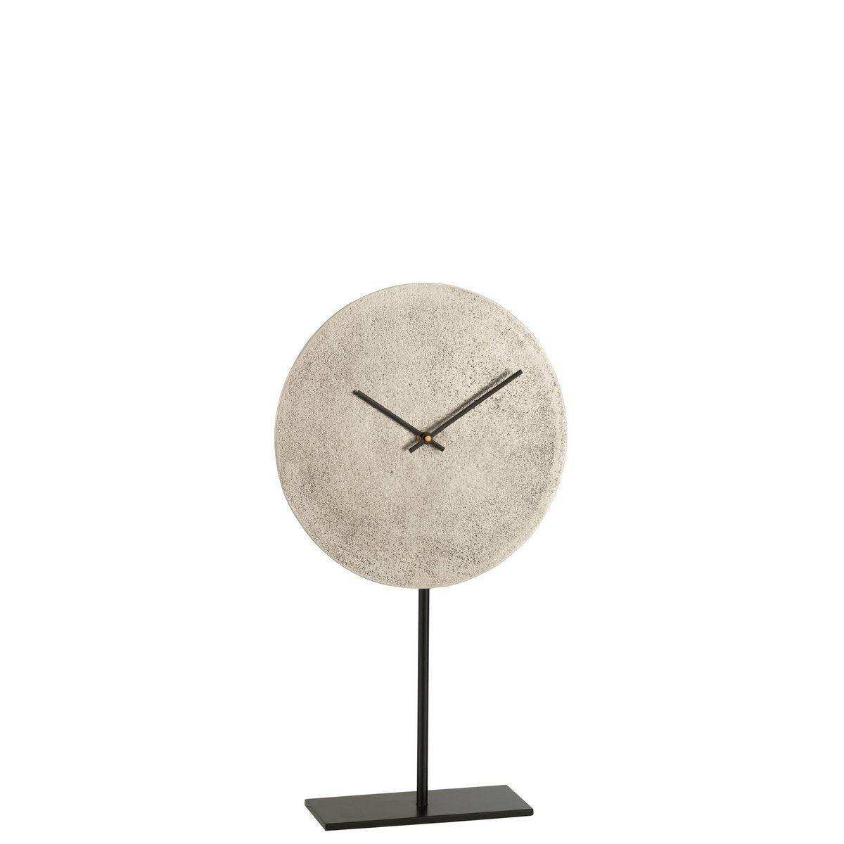 J-Line Uhr auf Fuß – Metall – Silber – Ø 41 cm - HomeDesign Knaus