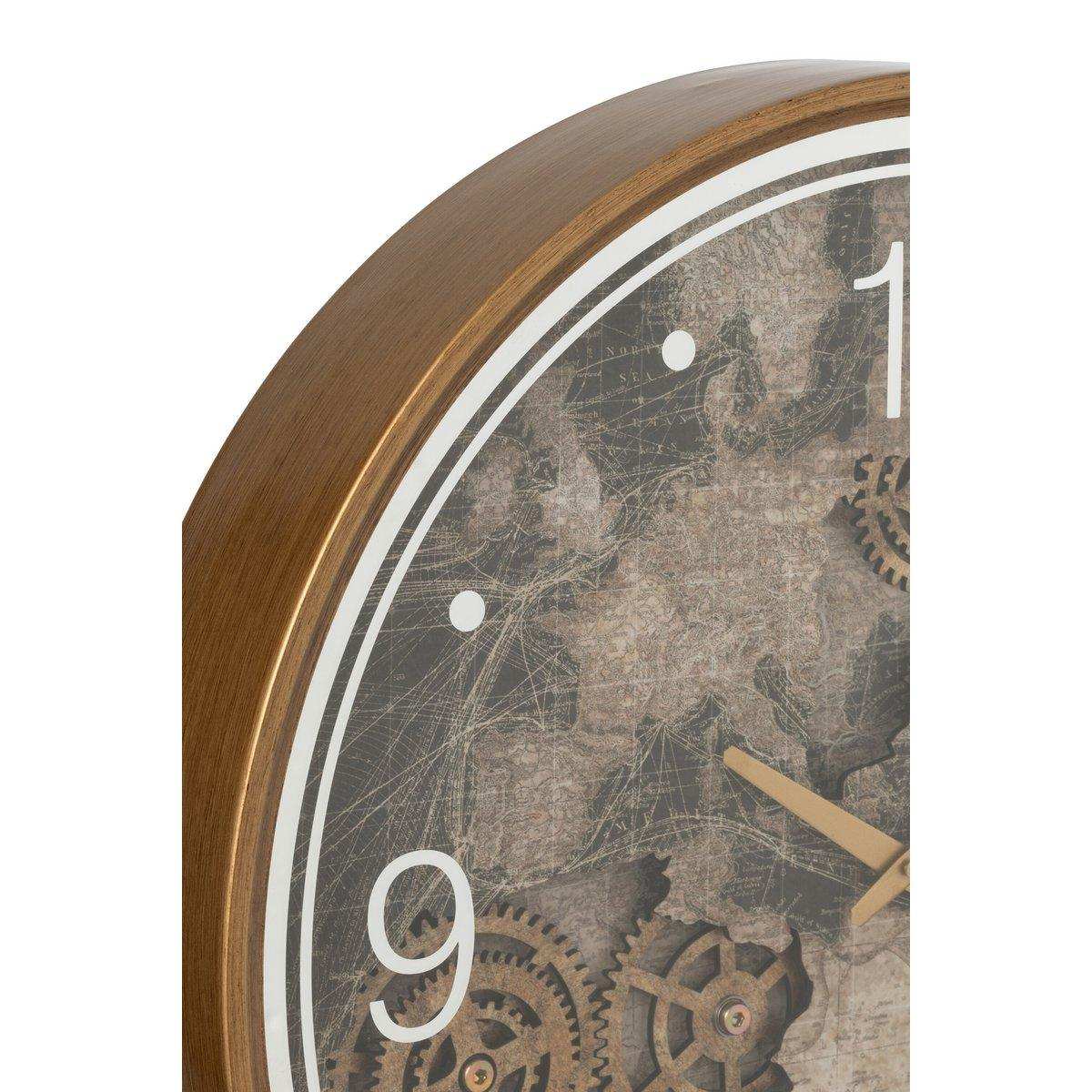 J-Line Uhr Karte Europa MDF Gold Groß - HomeDesign Knaus