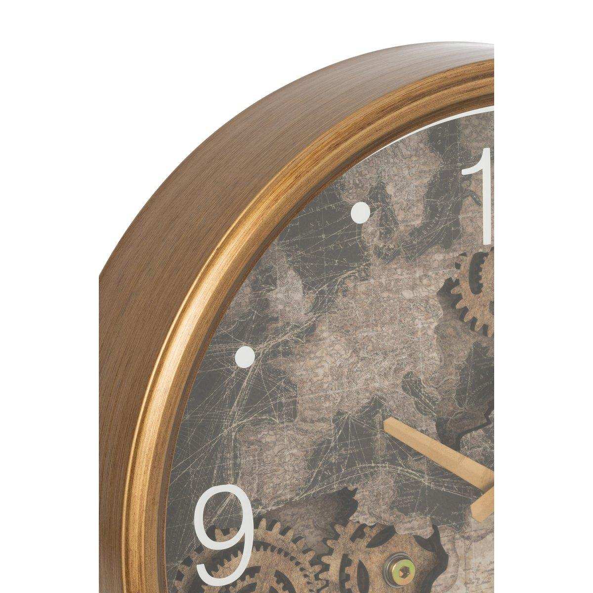 J-Line Uhr Karte Europa MDF Gold Klein - HomeDesign Knaus