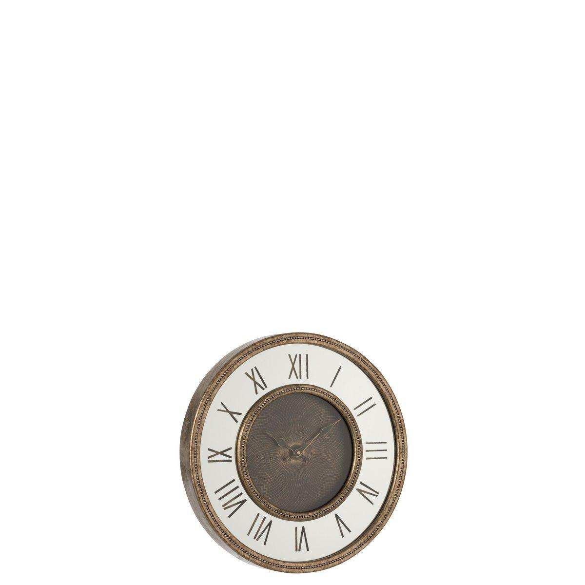 J-Line Uhr mit römischen Ziffern – Holz – Gold – Ø 47 cm – LED – S - HomeDesign Knaus