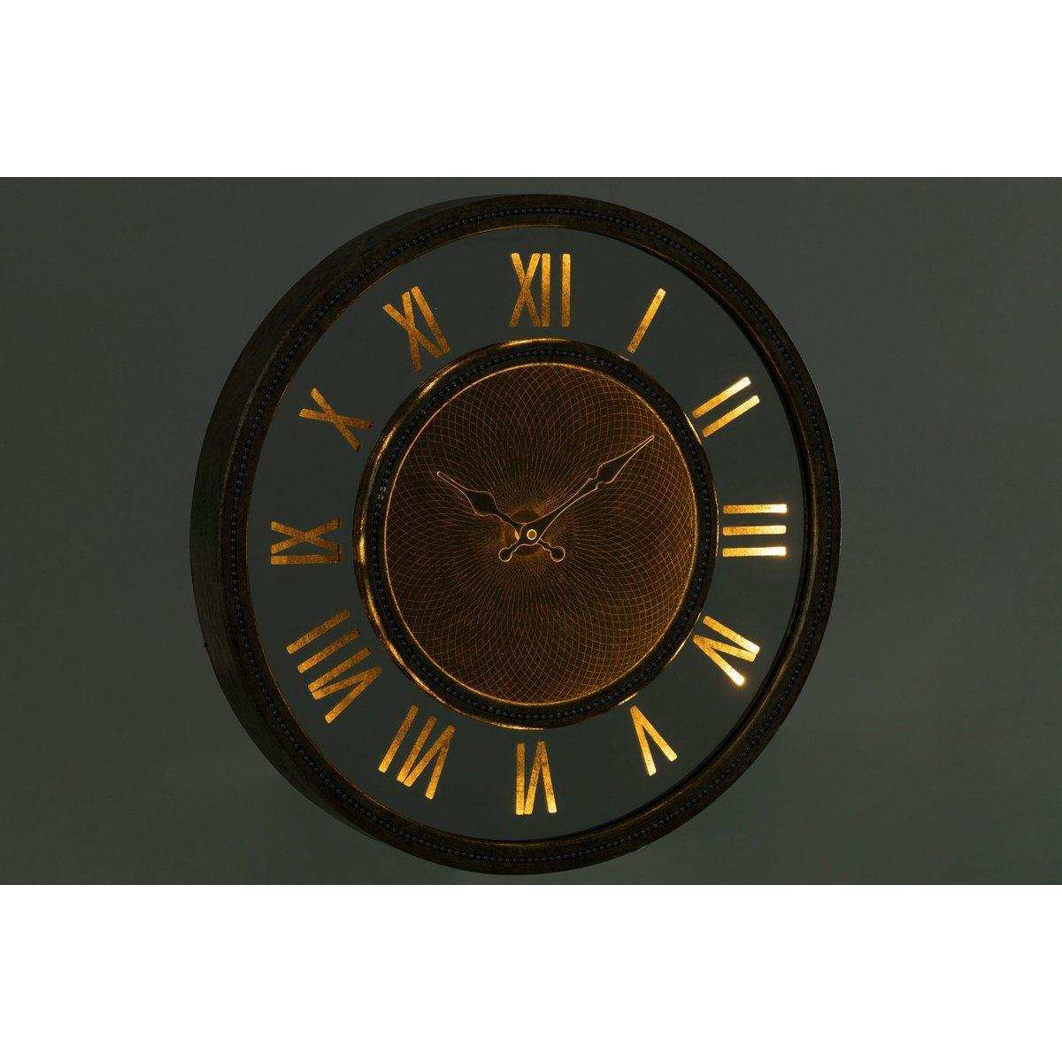 J-Line Uhr mit römischen Ziffern – Holz – Gold – Ø 47 cm – LED – S - HomeDesign Knaus